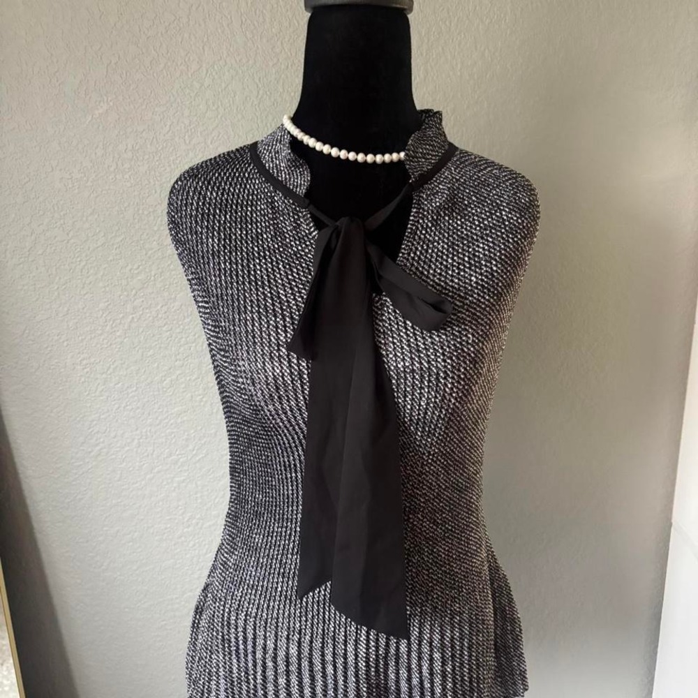 DKNY Essentials Texture Tie-Neck Top-Size S (NWT)